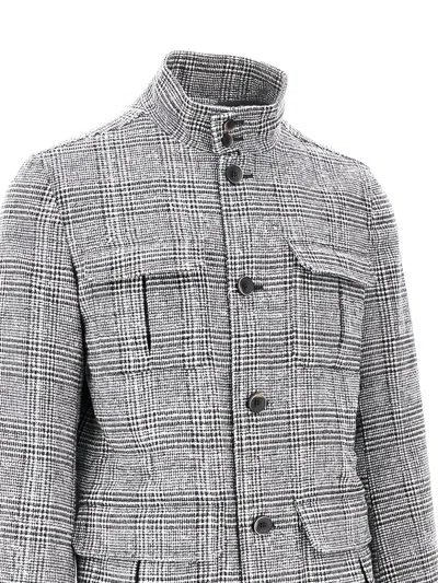 Herno Prince Of Wales Wool-blend Field Jacket In Gray