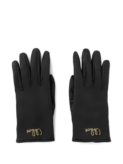 Chloé Iconic Logo Lambskin Gloves In Black