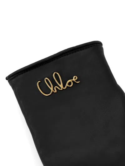 Chloé Iconic Logo Lambskin Gloves In Black