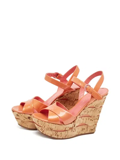 Pre-owned Casadei Vintage 140mm Patent-leather Wedge Sandals