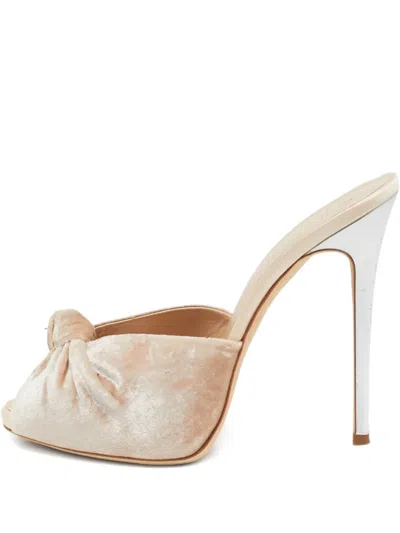 Pre-owned Giuseppe Zanotti Vintage 130mm Velvet Heeled Sandals In Neutral