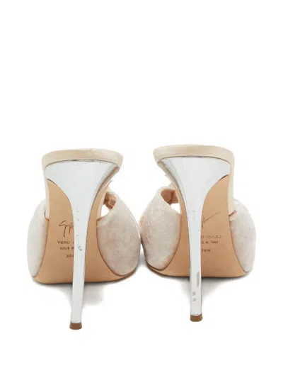 Pre-owned Giuseppe Zanotti Vintage 130mm Velvet Heeled Sandals In Neutral