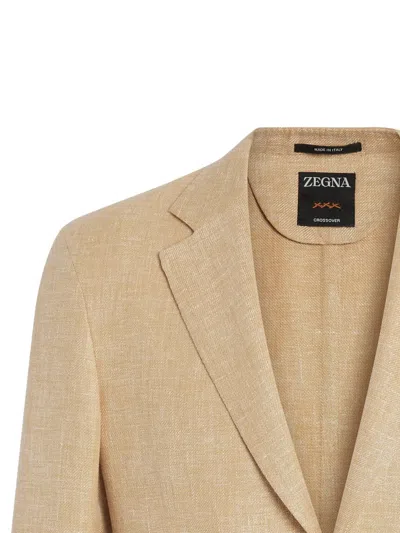 Zegna Single-breasted Blazer In Brown