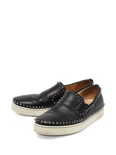 Pre-owned Christian Louboutin Leather Slip-on Sneakers