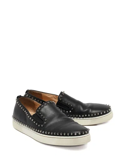 Pre-owned Christian Louboutin Leather Slip-on Sneakers