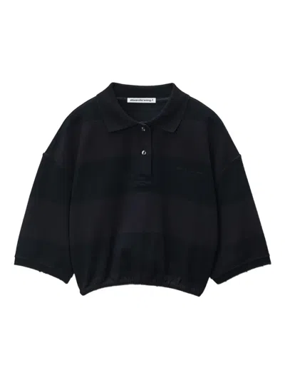 Alexander Wang Cropped Polo Shirt In Black