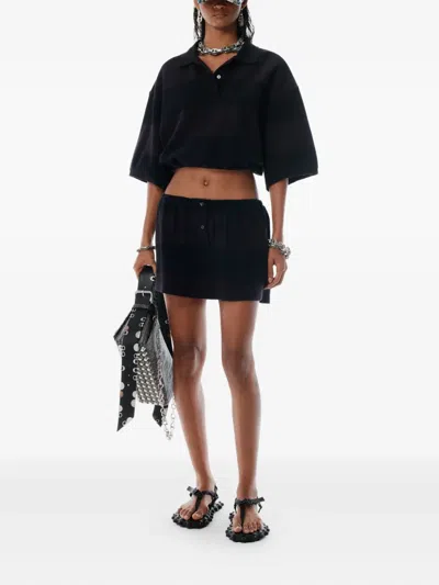 Alexander Wang Cropped Polo Shirt In Black