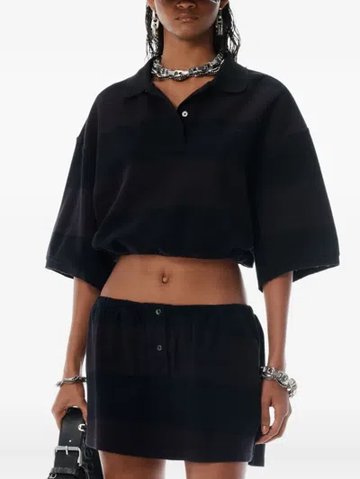 Alexander Wang Cropped Polo Shirt In Black
