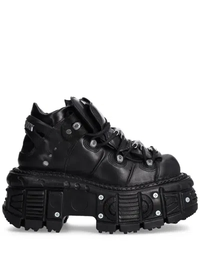 New Rock Lace-up Platform Sneakers In Black