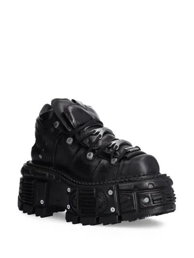 New Rock Lace-up Platform Sneakers In Black