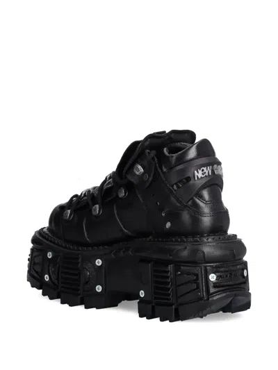 New Rock Lace-up Platform Sneakers In Black