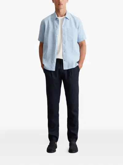 Marc O'polo Short-sleeve Button-up Shirt In Blue