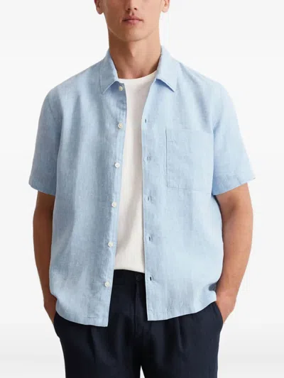 Marc O'polo Short-sleeve Button-up Shirt In Blue