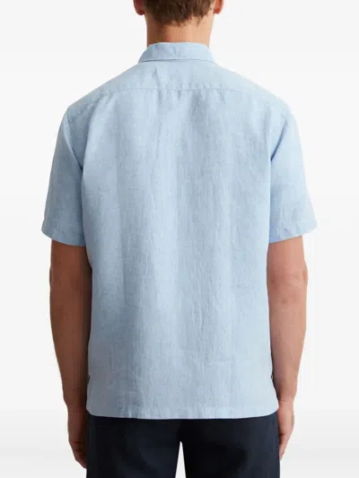 Marc O'polo Short-sleeve Button-up Shirt In Blue