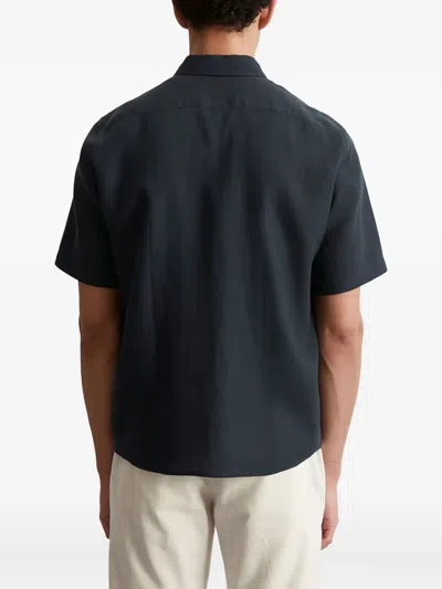 Marc O'polo Short-sleeve Button-up Shirt In Black