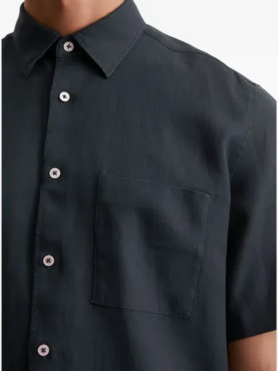 Marc O'polo Short-sleeve Button-up Shirt In Black