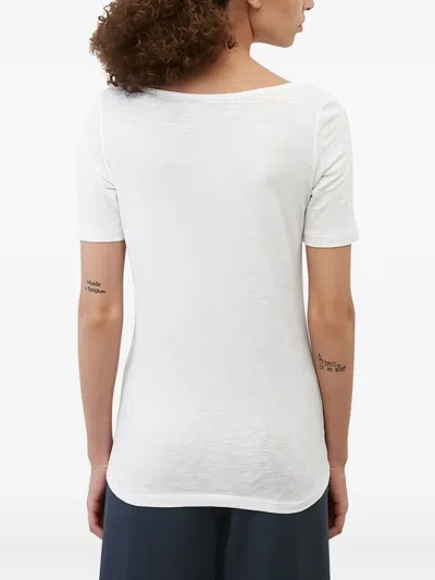 Marc O'polo Boat-neck Short-sleeves Top In White