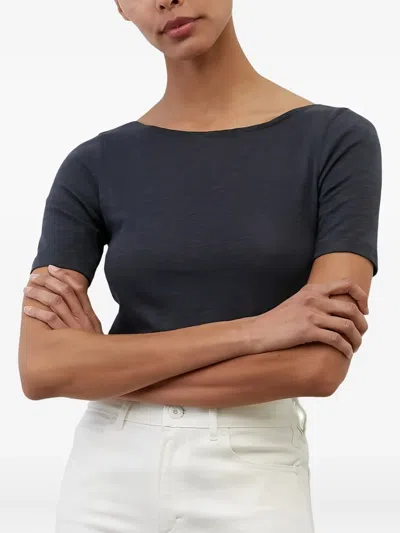 Marc O'polo Boat Neck Short-sleeve T-shirt In Blue