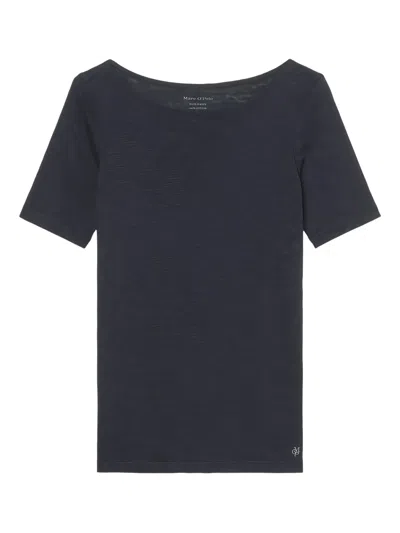 Marc O'polo Boat Neck Short-sleeve T-shirt In Blue