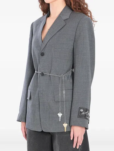 Alexander Wang Detachable Chain-link Blazer In Gray