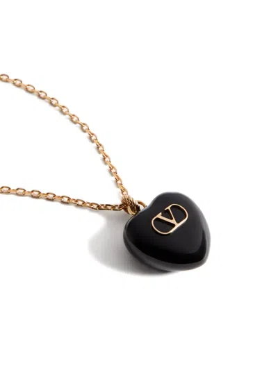Valentino Royal Heart Metal And Enamel Chain Necklace In Gold
