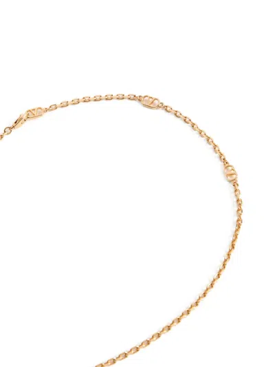 Valentino Royal Heart Metal And Enamel Chain Necklace In Gold