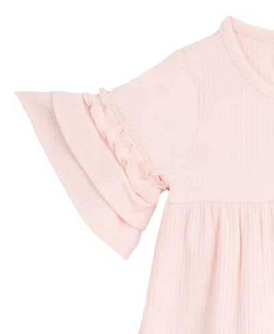Rare Editions Baby Girls 3-piece Ruffle Top, Leopard Flare Pants And Headband Set In Pink