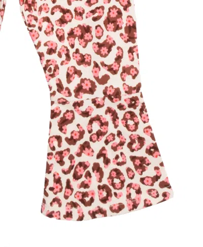 Rare Editions Baby Girls 3-piece Ruffle Top, Leopard Flare Pants And Headband Set In Pink