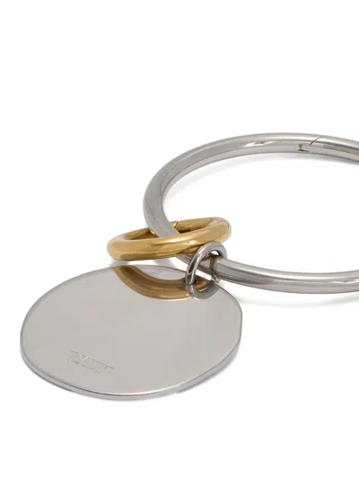 Jil Sander Two-tone Circular Keyring In Metallic