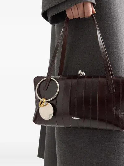 Jil Sander Two-tone Circular Keyring In Metallic