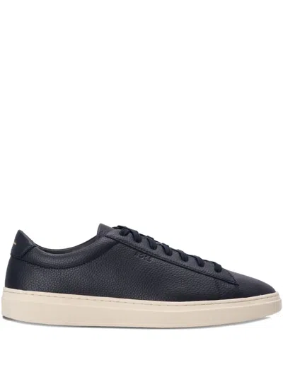 Hugo Boss Faux-leather Trainers With Plain And Grained Textures In Blue