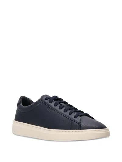 Hugo Boss Faux-leather Trainers With Plain And Grained Textures In Blue