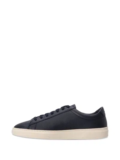 Hugo Boss Faux-leather Trainers With Plain And Grained Textures In Blue