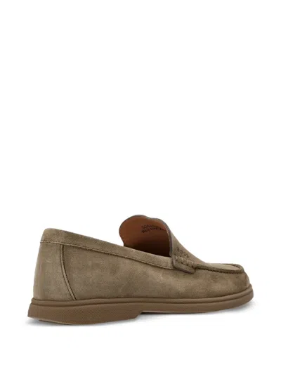 Hugo Boss Sienne Suede Loafers Open Green In Brown