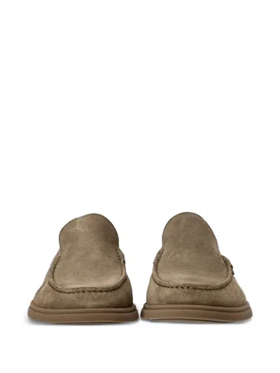 Hugo Boss Sienne Suede Loafers Open Green In Brown