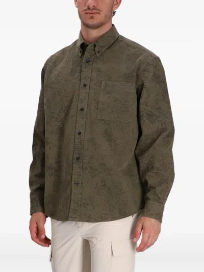 Hugo Boss Printed Button-up Shirt In Brown