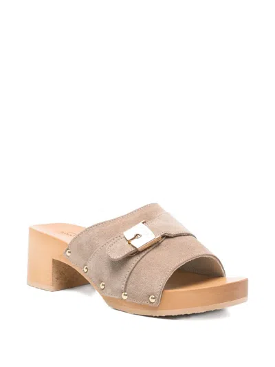 Scholl 60mm Pescura Sarah Buckle-detail Suede Sandals In Neutral