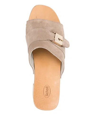 Scholl 60mm Pescura Sarah Buckle-detail Suede Sandals In Neutral