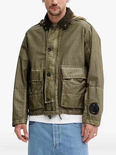 C.p. Company Mille Hooded Patch-pockets Jacket In Green