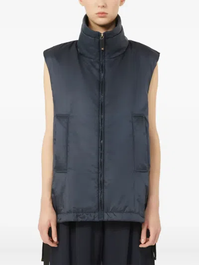 Max Mara High-neck Zip-front Gilet In Blue