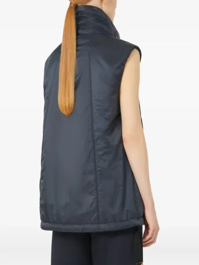 Max Mara High-neck Zip-front Gilet In Blue