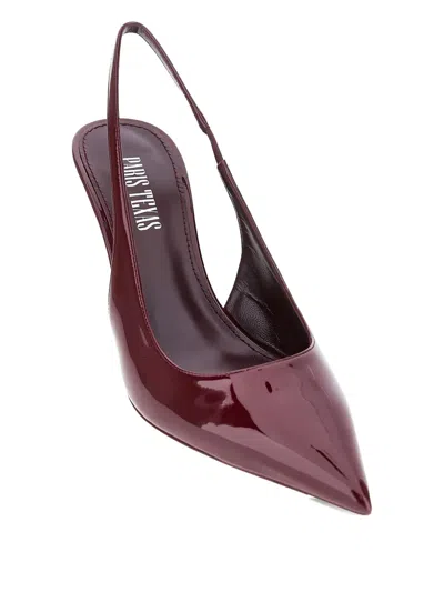 Paris Texas Pointed Toe Patent Slingback Heels With 70 Mm Stiletto In Burgundy