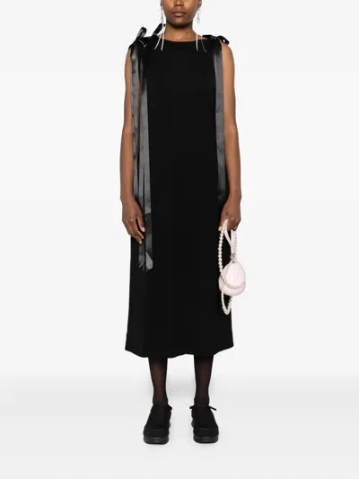 Simone Rocha Bow Strap-detail Midi Dress In Black