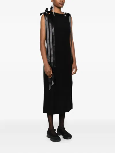 Simone Rocha Bow Strap-detail Midi Dress In Black