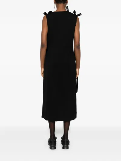 Simone Rocha Bow Strap-detail Midi Dress In Black