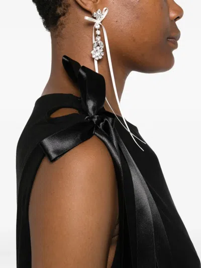 Simone Rocha Bow Strap-detail Midi Dress In Black