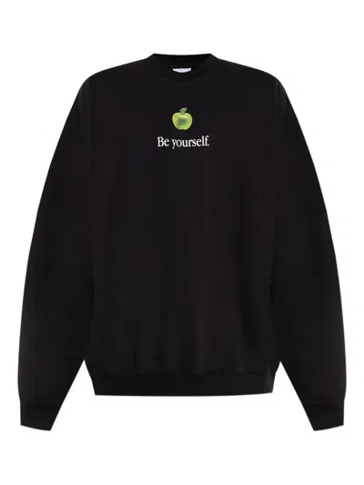 Vetements Mens Black Be Yourself Relaxed-fit Cotton-blend Sweatshirt Xl