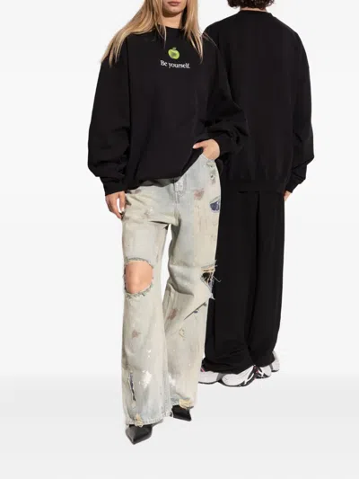 Vetements Mens Black Be Yourself Relaxed-fit Cotton-blend Sweatshirt Xl