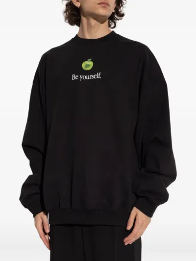 Vetements Mens Black Be Yourself Relaxed-fit Cotton-blend Sweatshirt Xl