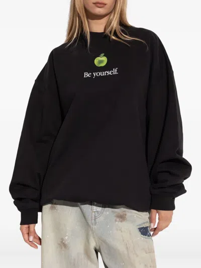 Vetements Mens Black Be Yourself Relaxed-fit Cotton-blend Sweatshirt Xl